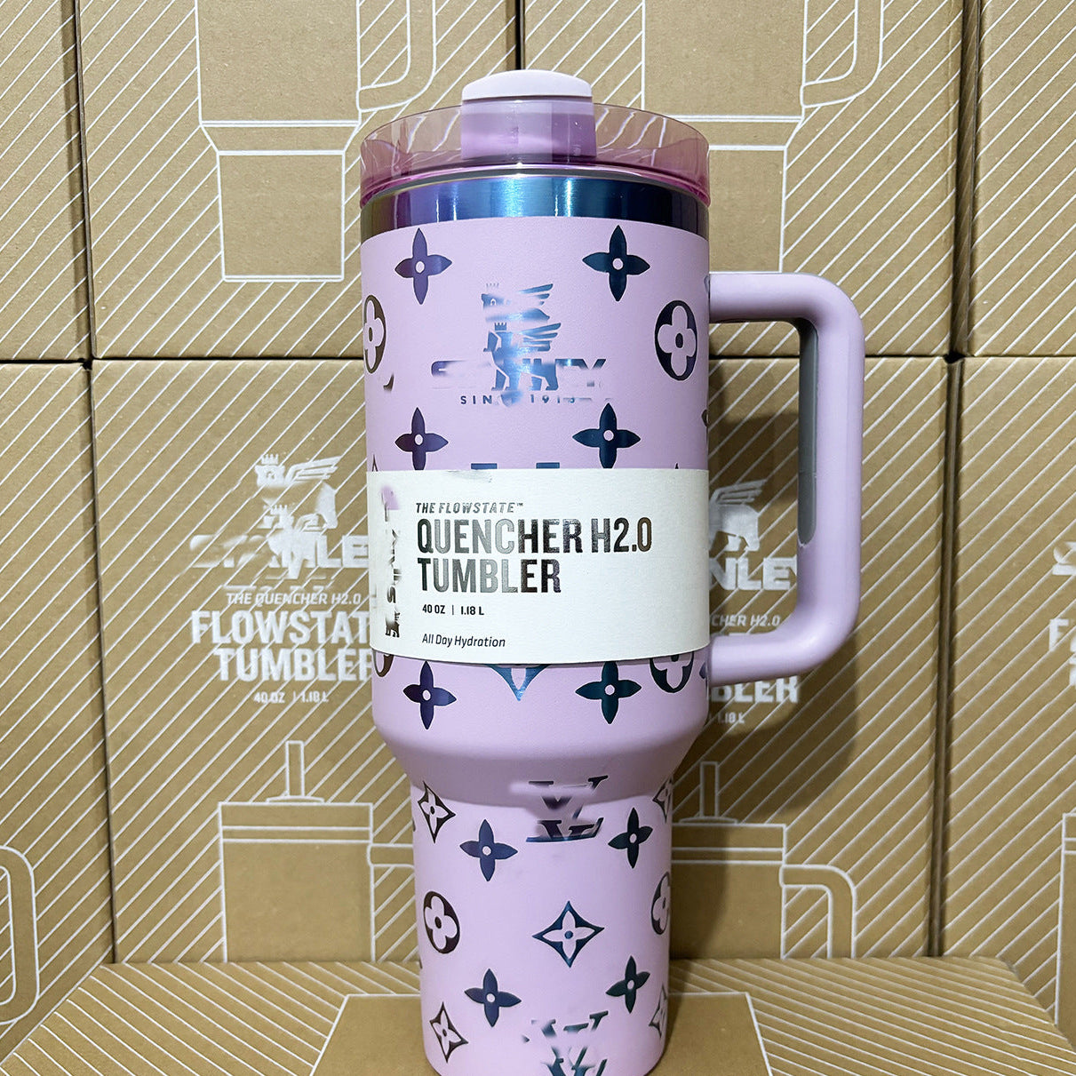 Coolvaya Luxury Pattern Tumbler (with Diamond Straw Lid)