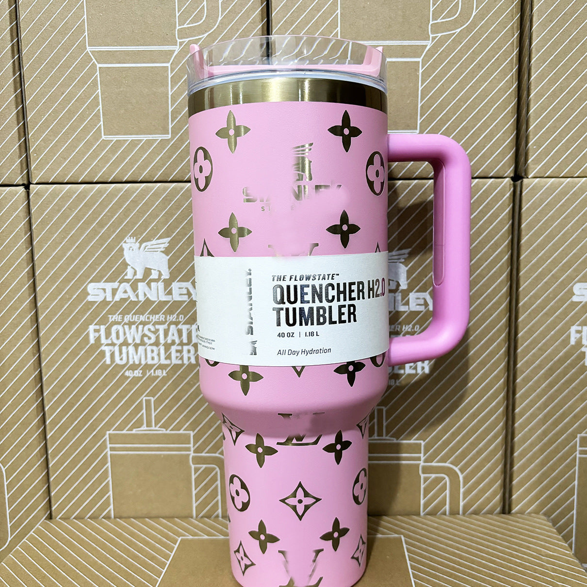 Coolvaya Luxury Pattern Tumbler (with Diamond Straw Lid)