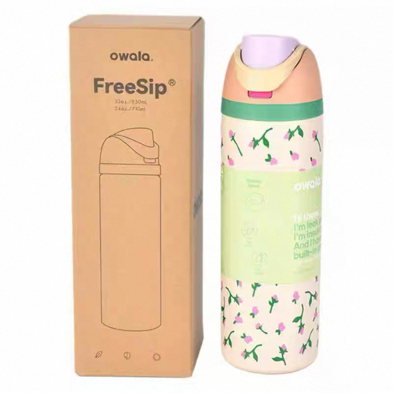 Coolvaya Insulated Stainless Steel Water Bottle with Straw-32oz