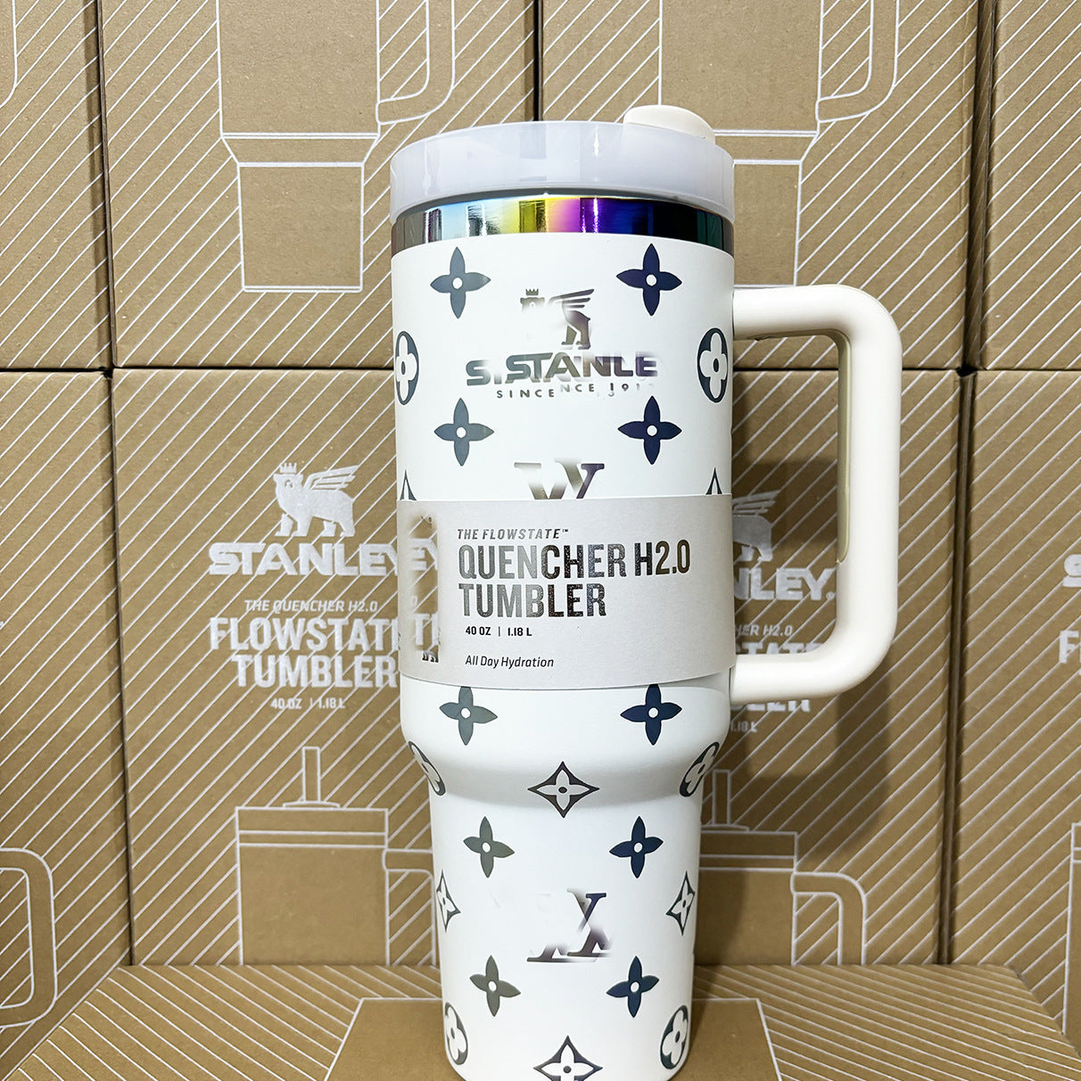 Coolvaya Luxury Pattern Tumbler (with Diamond Straw Lid)