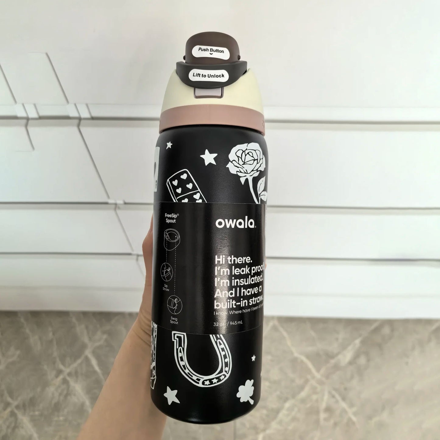Coolvaya Insulated Stainless Steel Water Bottle with Straw-32oz