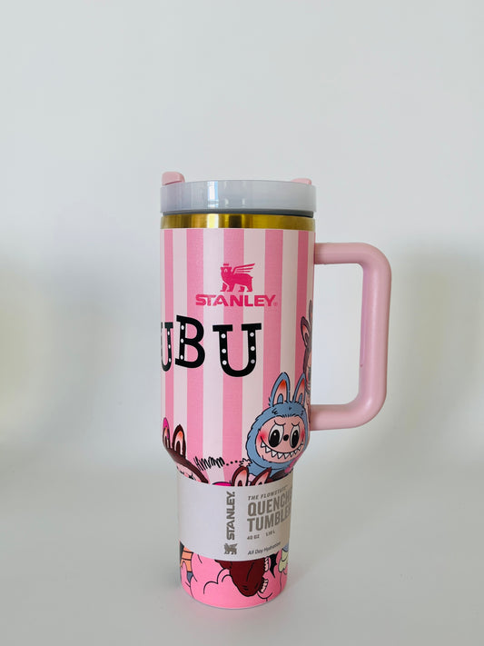 Labubu 40oz Quencher Tumbler – Pink Stripes Edition