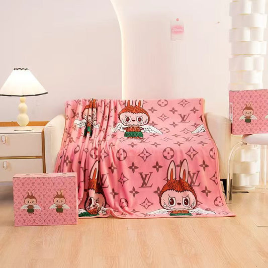Coolvaya® Labubu Angel Flannel Fleece Blanket (130×200cm)