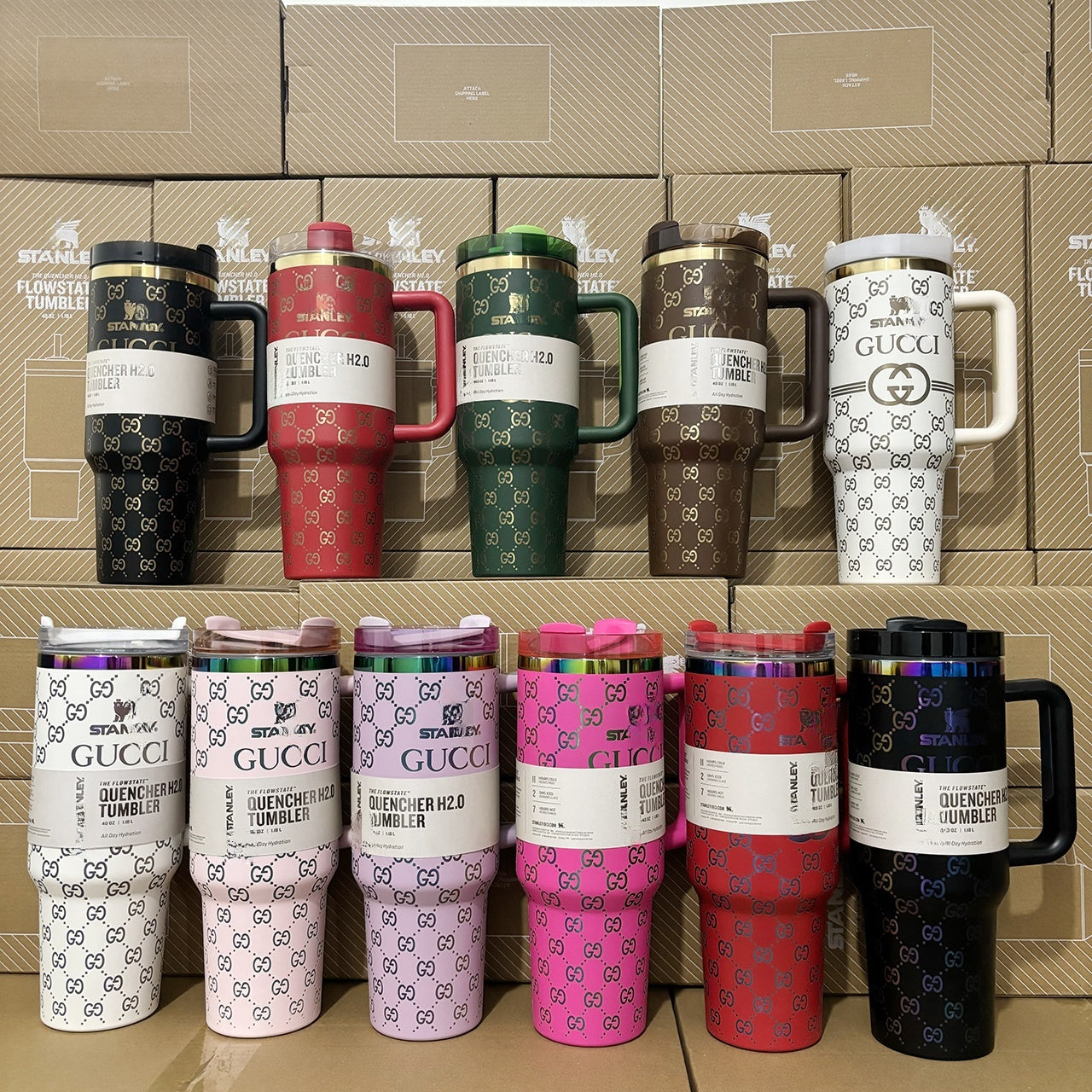 Coolvaya Luxury Monogram Quencher GG Tumbler | 40oz