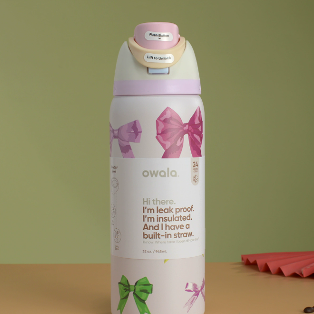 Coolvaya Insulated Stainless Steel Water Bottle with Straw-32oz