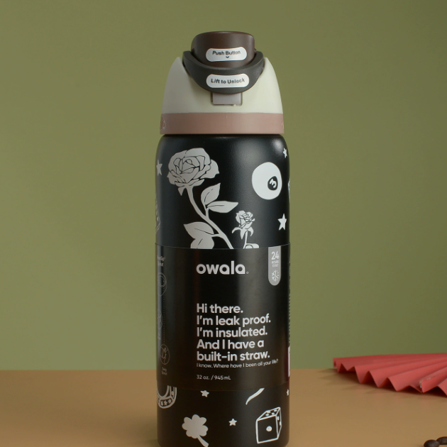Coolvaya Insulated Stainless Steel Water Bottle with Straw-32oz