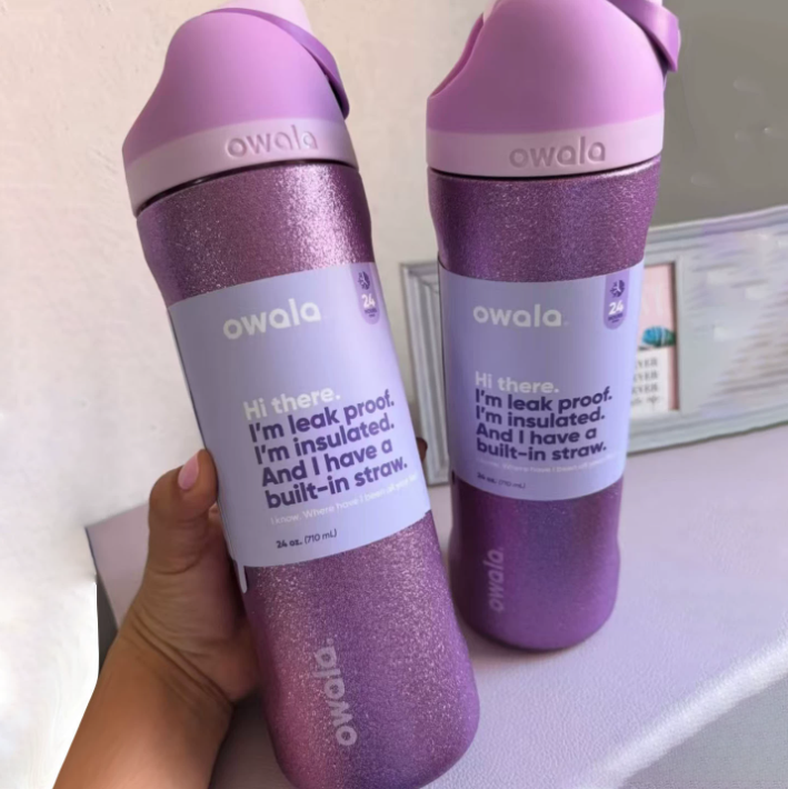 Coolvaya Insulated Stainless Steel Water Bottle with Straw-32oz