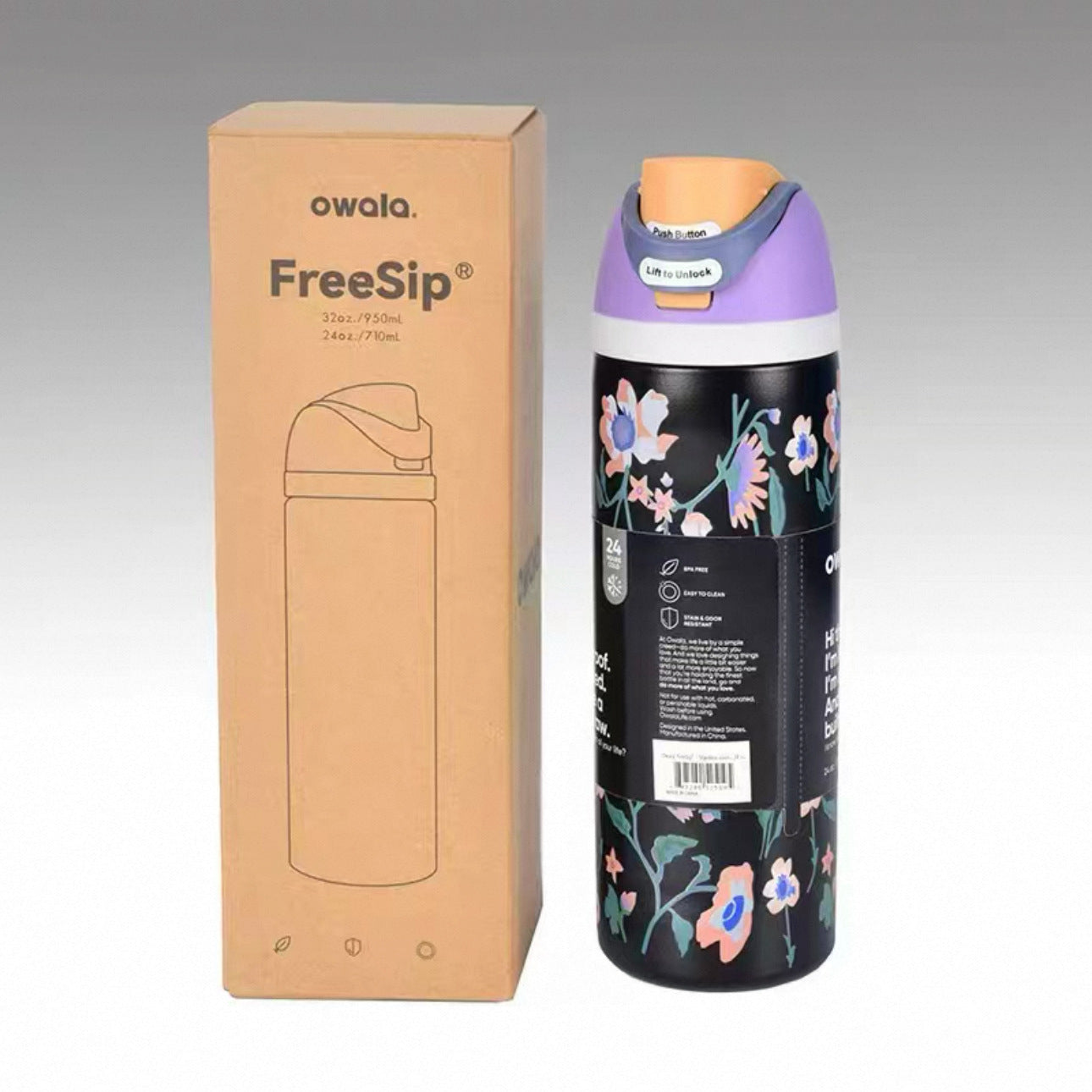 Coolvaya Insulated Stainless Steel Water Bottle with Straw-32oz